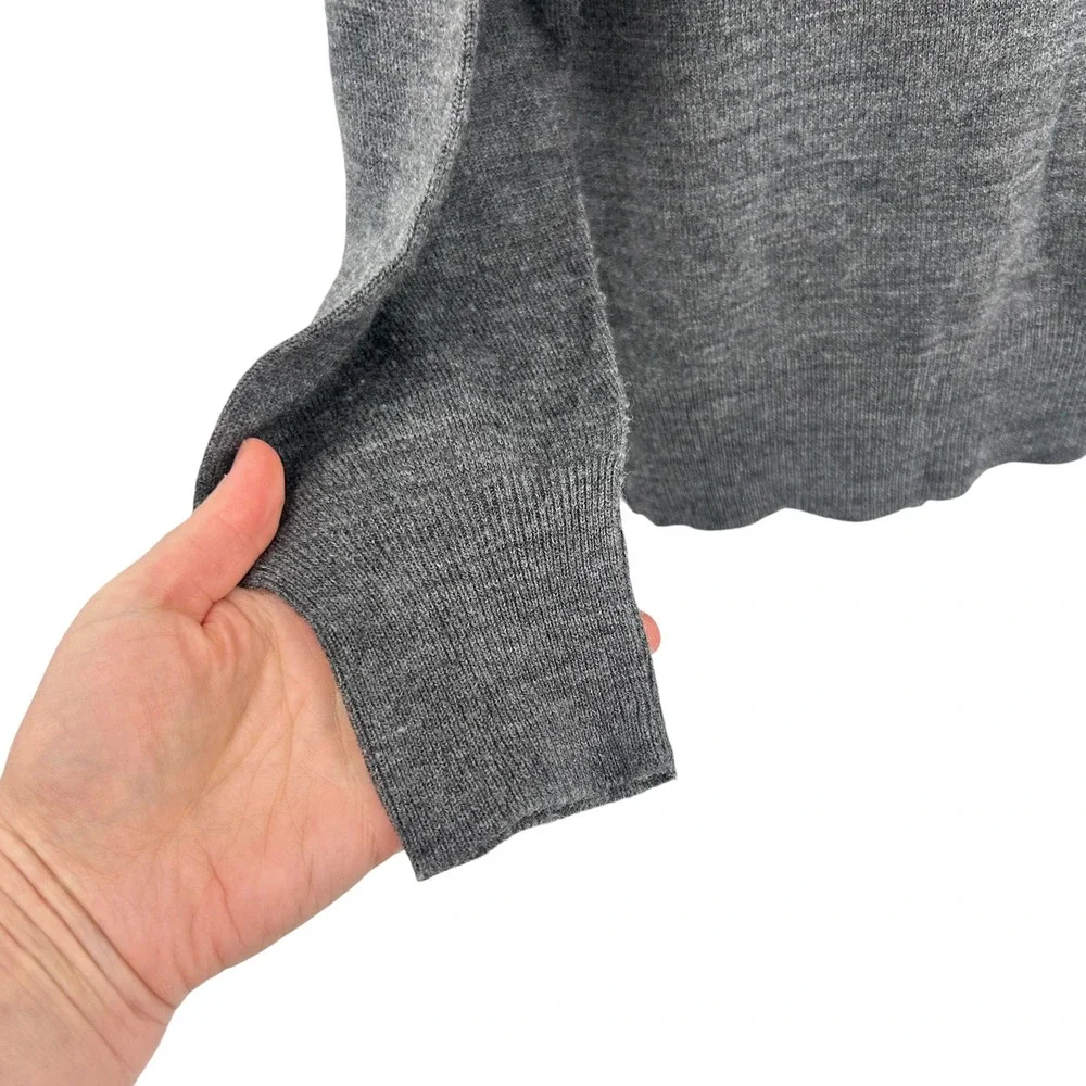 Preppy Mock Neck Knit Sweater Large Gray Dark‎ Academia Minimalist Vintage